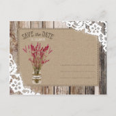 Lavendel en kant rustieke houten planken opslaan d aankondigingskaart (Achterkant)