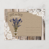 Lavendel en kant rustieke houten planken opslaan d aankondigingskaart (Achterkant)