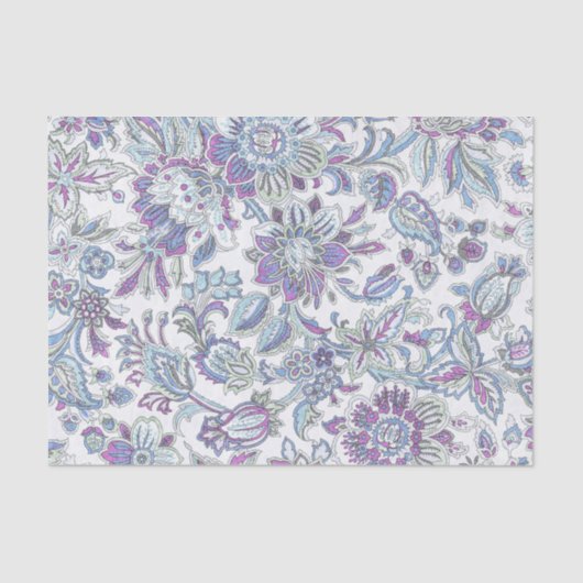 Lavendel en lichtblauwe Paisley Print Tissuepapier (Voorkant)