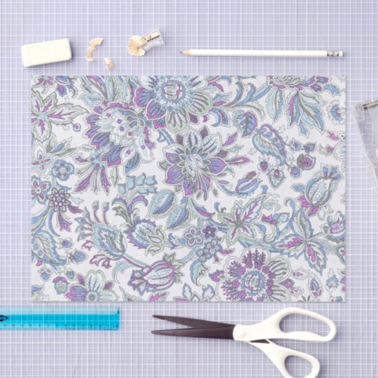 Lavendel en lichtblauwe Paisley Print Tissuepapier (Craft)