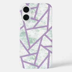 Lavendel en lichtgroen mozaïekpatroon iPhone 16 hoesje