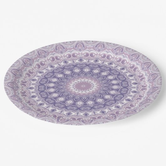 Lavendel en Lila Mandala Papieren Bordje (Gekanteld)