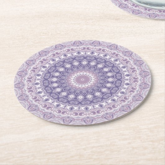 Lavendel en Lila Mandala Ronde Kartonnen Onderzetter (Gebogen)