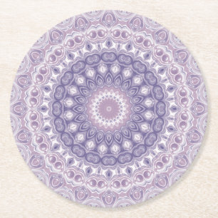 Lavendel en Lila Mandala Ronde Kartonnen Onderzetter