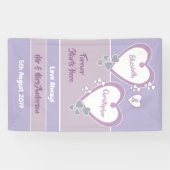 Lavendel en Lila met harten Bruiloft Achtergrond Spandoek (Horizontaal)
