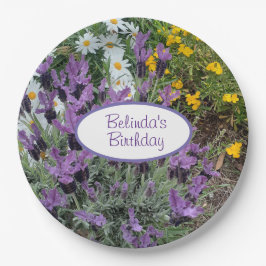 Lavendel en madelief geboortegdag bord