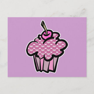 lavendel en mauve harten cupcake briefkaart