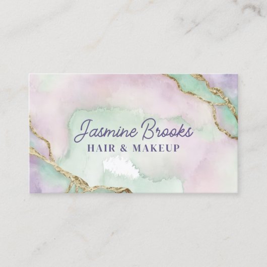 Lavendel en Mint Goud Waterverf Visitekaartje (Voorkant)