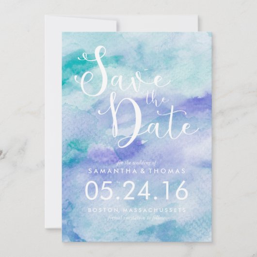 Lavendel en Mint Waterverf Sla de datum op Save The Date (Voorkant)