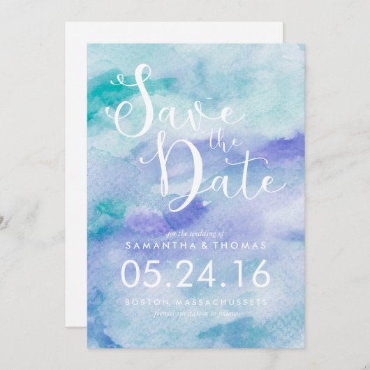 Lavendel en Mint Waterverf Sla de datum op Save The Date (Voorkant / Achterkant)