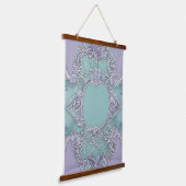Lavendel en mintgroene bloemendesign AI-kunst Hangend Wandkleed (Gebogen)