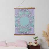 Lavendel en mintgroene bloemendesign AI-kunst Hangend Wandkleed (Slaapkamer)