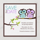 Lavendel en Munt Uilen Bruiloft Save The Date (Voorkant)