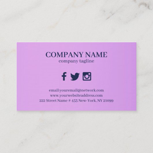 Lavendel en Paarse achtergrond Visitekaartje (Achterkant)