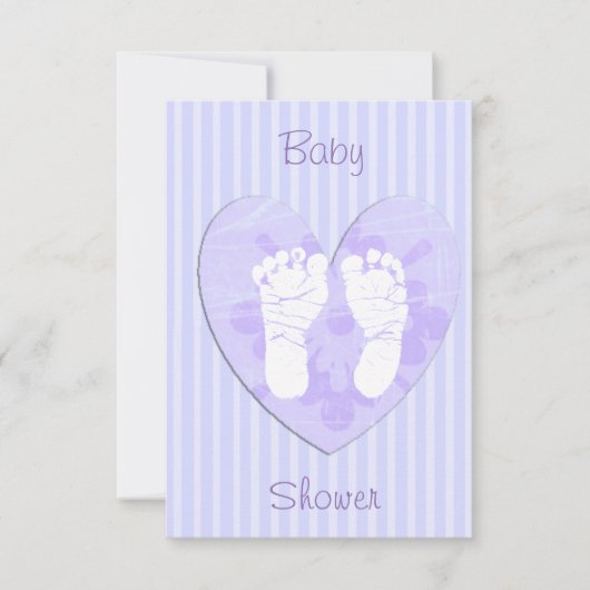 Lavendel en Paarse Baby voetafdrukken Baby shower Kaart (Voorkant)