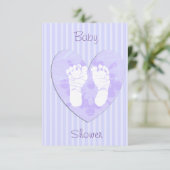 Lavendel en Paarse Baby voetafdrukken Baby shower Kaart (Staand voorkant)