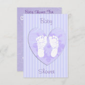 Lavendel en Paarse Baby voetafdrukken Baby shower Kaart (Voorkant / Achterkant)
