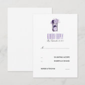 Lavendel en Paarse Bloemen Lantaarn RSVP (Voorkant / Achterkant)