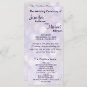 Lavendel en Paarse Bokeh bruiloft programma Programmakaart (Voorkant / Achterkant)