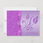 Lavendel en Paarse Gejewelde RSVP Kaart (Voorkant)