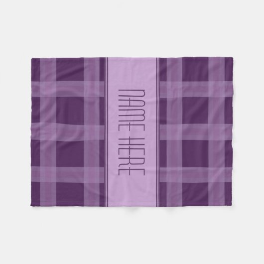 Lavendel en Paarse geruite Custom Name Blanket Fleece Deken (Voorkant (Horizontaal))