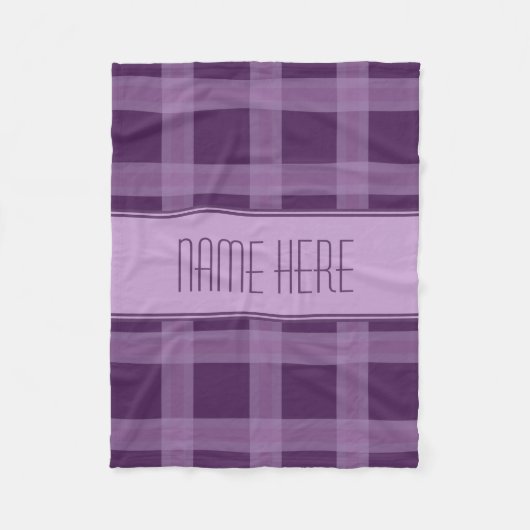 Lavendel en Paarse geruite Custom Name Blanket Fleece Deken (Voorkant)