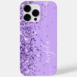 Lavendel en Paarse Glitter Glam Handtekening Case-Mate iPhone 14 Pro Max Hoesje