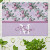 Lavendel- en Paarse Rozen op wijnstokken Theedoek (Gevouwen)