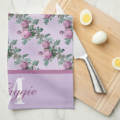 Lavendel- en Paarse Rozen op wijnstokken Theedoek (Quarter Fold)