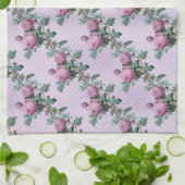 Lavendel en Paarse Rozen op wijnstokken Theedoek (Gevouwen)