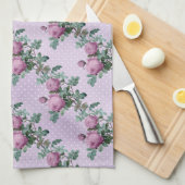 Lavendel en Paarse Rozen op wijnstokken Theedoek (Quarter Fold)