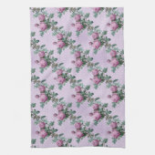 Lavendel en Paarse Rozen op wijnstokken Theedoek (Verticaal)