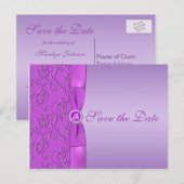 Lavendel en Paarse Save the Date Briefkaart (Voorkant / Achterkant)