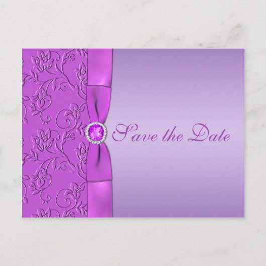 Lavendel en Paarse Save the Date Briefkaart (Voorkant)