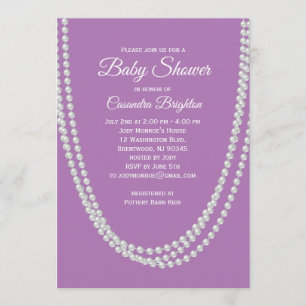 Lavendel en parels Baby shower uitnodiging