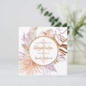 Lavendel en perzik boeket doop kaart (Staand voorkant)