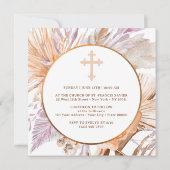 Lavendel en perzik boeket doop kaart (Achterkant)