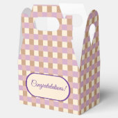 Lavendel en perzik Gingham Plaid Bedankdoosjes (Geopend)