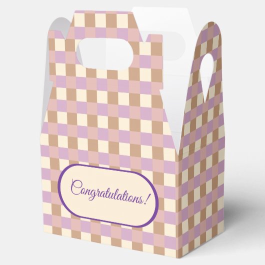 Lavendel en perzik Gingham Plaid Bedankdoosjes (Geopend)