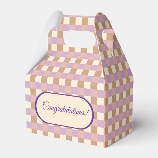 Lavendel en perzik Gingham Plaid Bedankdoosjes (Voorkant Zijde)