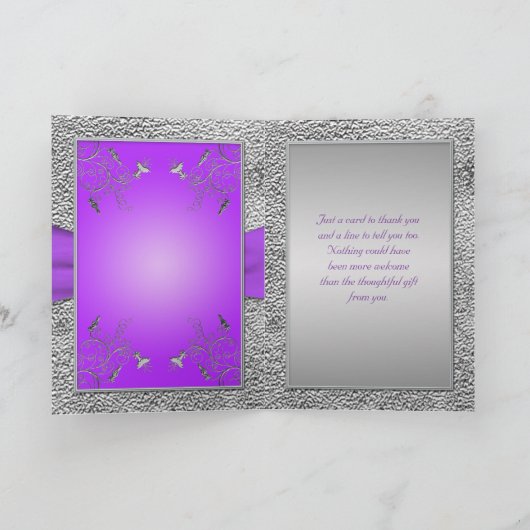 Lavendel en Pewter Hart Bedankkaart (Binnen)