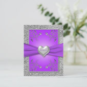 Lavendel en Pewter Hart RSVP Kaart (Staand voorkant)