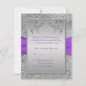 Lavendel en Pewter Hart RSVP Kaart (Achterkant)