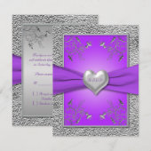 Lavendel en Pewter Hart RSVP Kaart (Voorkant / Achterkant)