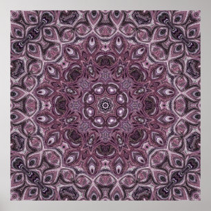 Lavendel en Plum Marble Mandala Patroon Poster