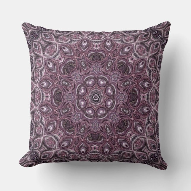 Lavendel en pruim Marmer Mandala Patroon Kussen (Voorkant)