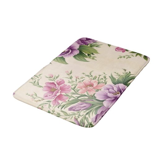 Lavendel en Roos Country Garden bloemenprint Badmat (Gekanteld)