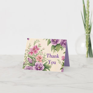 Lavendel en Roos Country Garden bloemenprint Bedankkaart