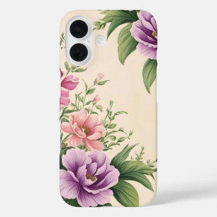 Lavendel en Roos Country Garden bloemenprint iPhone 16 Hoesje
