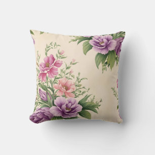 Lavendel en Roos Country Garden bloemenprint Kussen